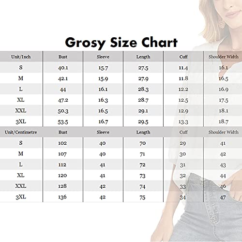 Grosy Women's Casual White Blouse Simple Summer Tops Elegant Shirts For Office Ladies Embroidered Loose Fit Tunic (White, Medium) #TOP5