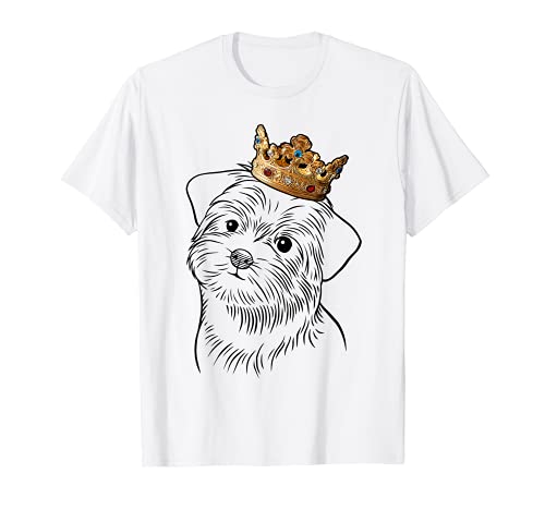 Morkie Dog Wearing Crown T-Shirt, Black