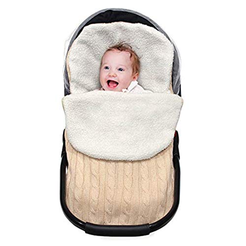 ReachMe Newborn Baby Wrap Swaddle Blanket Knit Sleeping Bag Sleep Sack Stroller Wrap(Fleece-Beige)