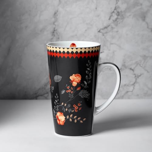 Image of India Circus Fine Elegant Design Ceramic Tall Milk Mugs for Home and Kitchen (Multicolor, 600 ml) - Set of 2 (CC20)