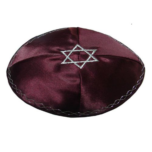 Kippah with Star of David-Black/Maroon/White or Navy