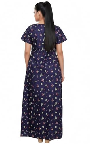 Image of NILOUFO Women's Cotton Jaipuri Nighty Gown - Pack of 2 Rajasthani Print Night Dresses | Maxi Sleepwear with Pocket | Soft Embroidered Loungewear for Ladies