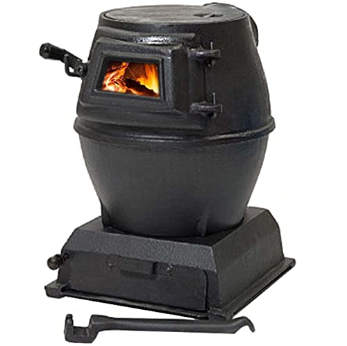 Estufa de leña portátil de hierro fundido con ventana de vidrio para camping, calefacción y cocina al aire libre
