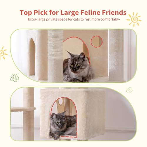 Image of Hey-brother Cat Tree Tower with Multi-Level Duty Scratching Posts, 0MPJ039M