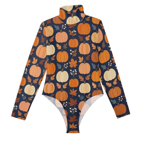 Body moldeador para mujer con cuello alto y estampado de calabaza GuoChe manga larga para otoño