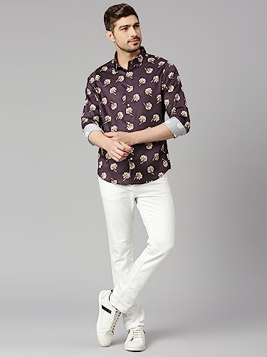 Image of Thomas Scott Men's | Printed | Full Sleeve | Slim Fit | 100% Cotton | Spread Collar | Casual Shirt