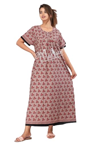 Image of Monique Brand 100% Pure Cotton Nighty for Woman | Floral Gown for Women Night Wear | Cotton Nighty for Women Stylish | Maxi for Women Cotton