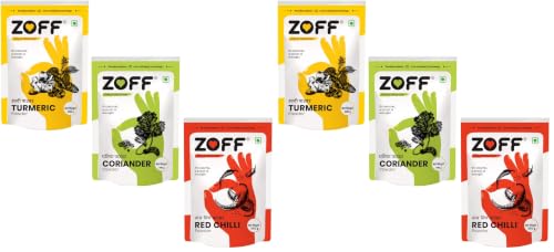 Image of Zoff Powder Masala Combo - Chilli Powder, Turmeric Powder & Coriander Powder - Authentic, Pure Indian Spices for Cooking, Marinating, and Seasoning - 200 grams each (Pack of 2)