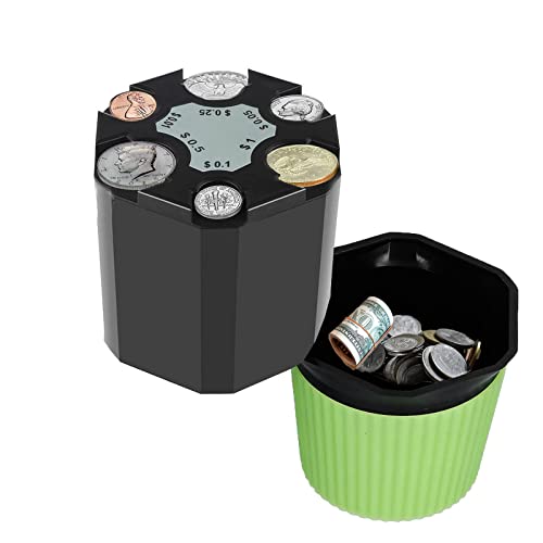 Xiapumeth Coin Change Organizer Holder for Car Console, Coin Quarter Dispenser, Car Coin Storage, Suitable for Most Cars, for Pennies, Nickels, Dimes, Quarters, Paper Money Currency Dollar (Green)