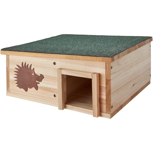 Garden Gear Hedgehog House Fir Wood Garden Hibernation Box with Waterproof Pitched Roof Concealed Chamber Wildlife Shelter 40×40×19 cm UK
