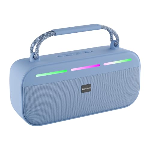 Image of Zebronics Sound Feast 45 Portable Bluetooth Speaker, 20W RMS, Up to 5h Playback, 6.6cm Driver, Deep Bass, 4 RGB Modes, BT v5.4, USB, mSD, TWS, Type-C Charging, Carry Handle (Blue)