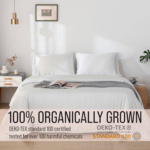 Image of Bella Coterie Luxury Bamboo Viscose Queen Size Sheet Set | 100% Organically Grown | Ultra Soft | Cooling for Hot Sleepers | 18 inch Deep Pocket [Striped Coastal Blue]