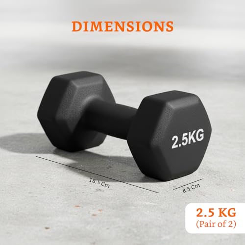 Image of Amazon Brand - Solimo Neoprene Dumbbell 2.5 kg, Set of 2 (Black)