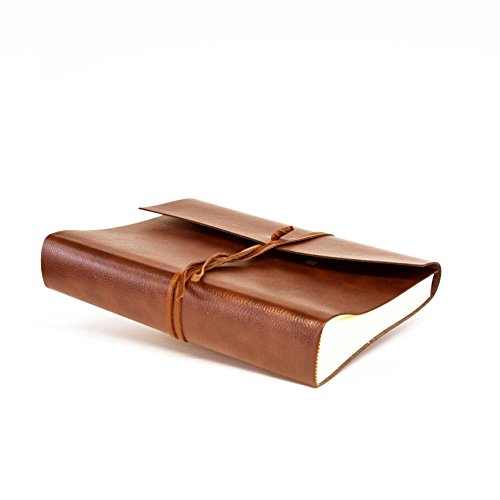 BELCRAFT Tivoli Fotoalbum aus recyceltem Leder fadenheftung, Handgearbeitet in klassischem italienischem Stil, Geschenkschachtel inklusive, A4 (23x30 cm) Hellbraun – Bild 4