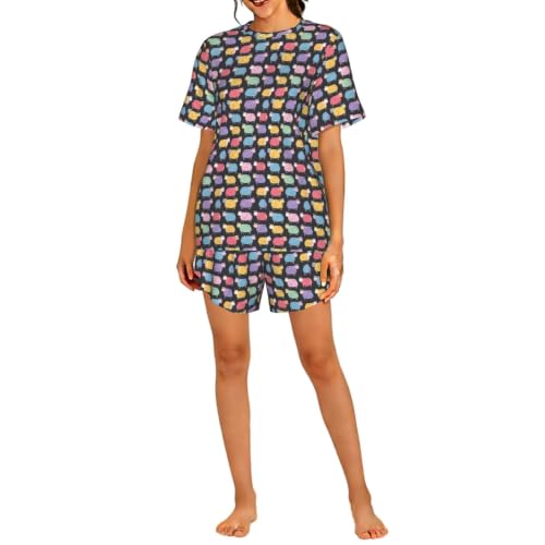 Pyjama court femmes mouton mignon en coton respirant pour des nuits douces à la maison