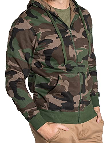 Random Stock Apparel Men’s Camouflage Hoodie Full Zip Camo Hooded Fleece Sweatshirt