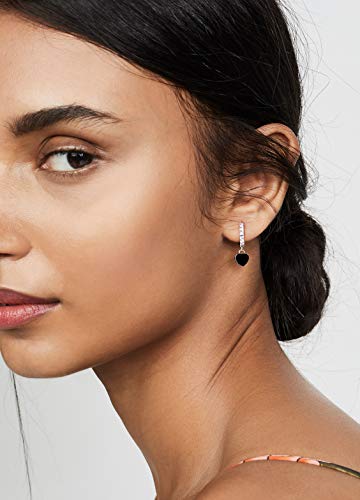 Enamel Black Heart Huggie Earrings 14K Gold Cubic Zirconia Huggie Hoop Earrings Dangle Tiny Heart Charm Cute Huggy Earring For Women Girls #TOP2