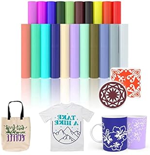 Renhekek 21pcs Infusible Ink Transfer Sheet, Solid Color Transfer Paper Sublimation for Mug Press, Silhouette Cameo or Heat Press Machine Transfer Sheets for T-Shirts Mug Bag, 12"x12"