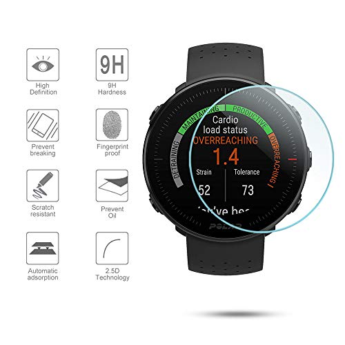 Diruite 4-Pack for Polar Vantage M/Polar Vantage V Screen Protector Tempered Glass [2.5D 9H hardness] [Anti-Scratch] [No-Bubble]