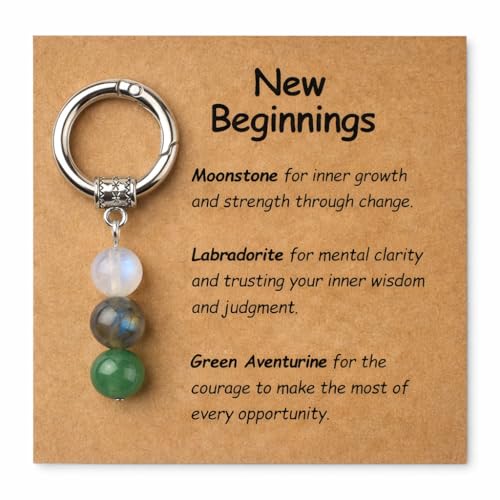 Image of Crystal Keychain Gift for New Beginnings, Farewell Coworker Gift, Healing Crystal Keyring, Graduation Gift