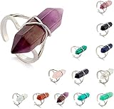 Anillo de Dedo con Apertura de Alambre Hexagonal de Piedra de Cristal sintético de Chakra curativo para, exquisitos Anillos de Dedo joyería paraEncantador y Profesional