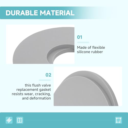 Image of 2-Pack 9BU102E / 9BU064E Silicone Flush Valve Seal Gasket Compatible with TOTO Aquia Dual Flush Toilets ST464M, ST412M, ST413M, ST416M Valve Replacement Part