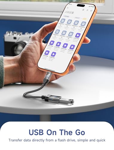 Image of JSAUX USB to USB C Adapter [2 Pack], USBC OTG Compatible with MacBook Pro /Air, iPhone 15 Pro Max, Samsung Galaxy S24 /S23 /S22 /S21 and More USB C Devices-Crystal Black