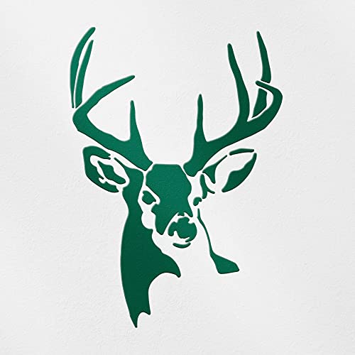 Decal Stickers of Whitetail Buck Deer Stencil 2 (Green) (Set of 2) Premium Waterproof Vinyl Decal Stickers for Laptop Smartphone Car Dirt Bike Wall Room Mason Jar Bathtub Door - ANDstic0a8962GR