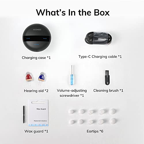 Hionec Rechargeable Hearing Aids For Seniors With Noise Cancelling Hearing Amplifier For Adults Perfected Ergonomics Mini Invisible Hearing Aid In-Ear With Magnetic Charging Box Beige #TOP6