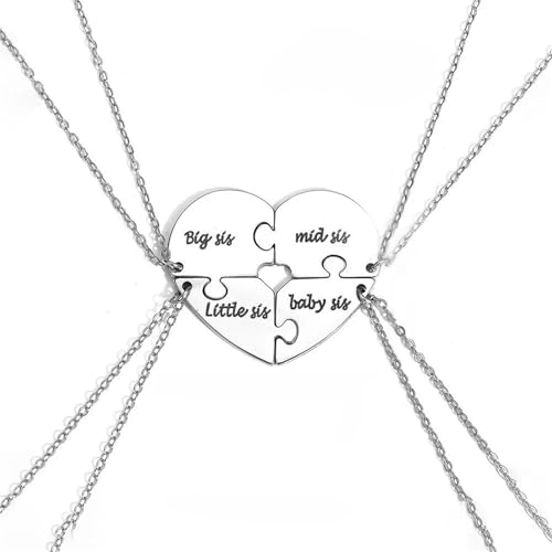 Collier puzzle gravé en acier inoxydable avec motif cœur de pêche