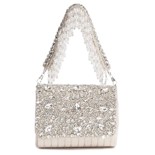 Image of THE TAN CLAN Grace Beige Flap Over Clutches for women Bag for Women- Elegant Evening Handbag, Stylish Purse, Perfect for Parties, and Special Occasions