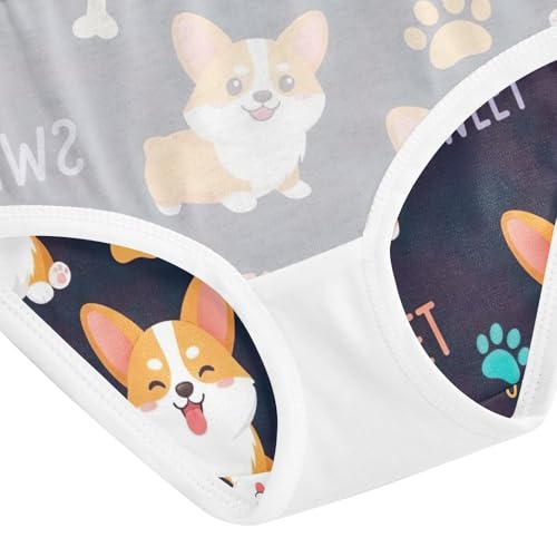 Girls' Underwear, Cute Cartoon Dogs Bones Toddler Girl Briefs, Girls' Cotton Brief Underwear, 2T–8 Years4