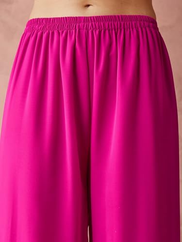 Women's Indian Ethnic Kurta Set with Dupatta Embroidered Georgette Sharara Palazzo Suit3