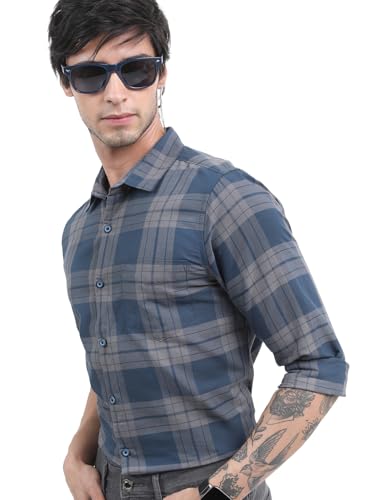 Image of Highlander Men's Slim Fit Check Shirt for Men | Checks Shirt | Long Sleeves | Regular Collar | Men Shirts | Shirts for Men