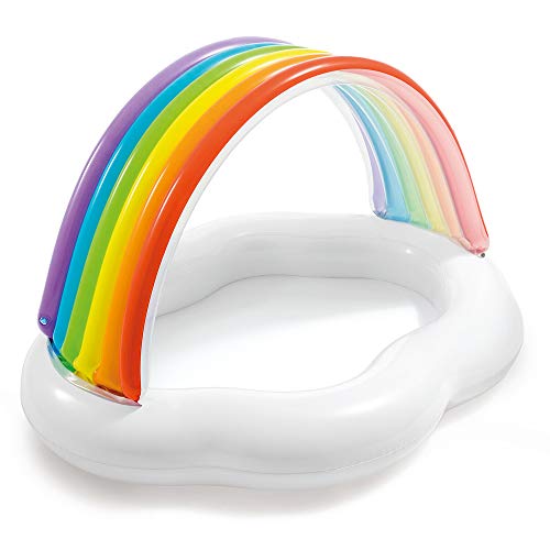 Image of Intex 57141EP Round Inflatable Rainbow Cloud Outdoor Baby Pool for Ages 1-3 Years Old