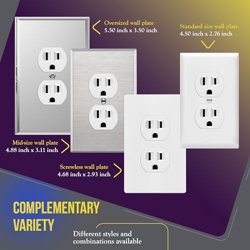 ENERLITES Duplex Receptacle Outlet, Residential Grade Electrical Wall Outlet, 15A 125V, Self-Grounding, 2-Pole, 3-Wire, UL Listed, 61581-W-10PCS, White (10 Pack)