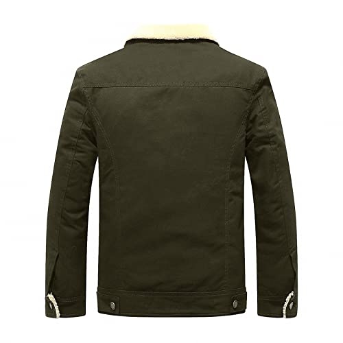 Men Jackets Fall Winter Fleece Windbreaker Warm Lapel Button Down Coat - image 3