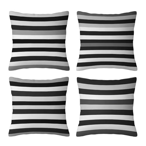 Housse coussin exterieur impermeable gris 65x65 cm rayé