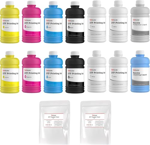 Image of InkSonic DTF 3000ML Ink & Powder Kit Supplies, Premium Transfer Solution for PET Film, Refill Supplies Compatible with DTF Printers L1800, R1390, L805, L800, DX5, DX7, XP600, I3200, TX800