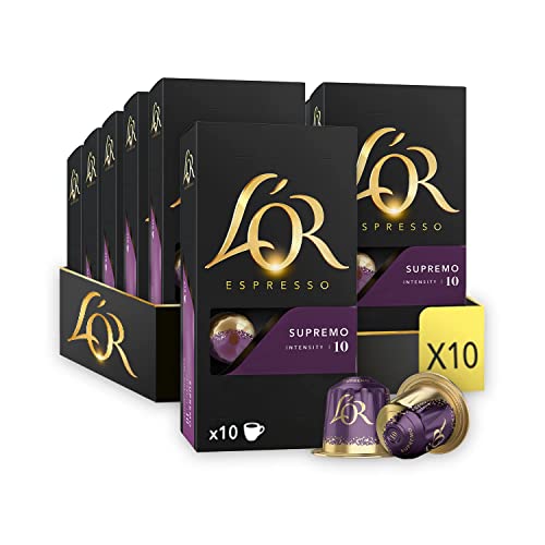 L'OR Espresso Supremo Intensity 10 Aluminium Coffee Capsules Compatible with Nespresso Machines 100 capsules (10 capsules x 10 packs)