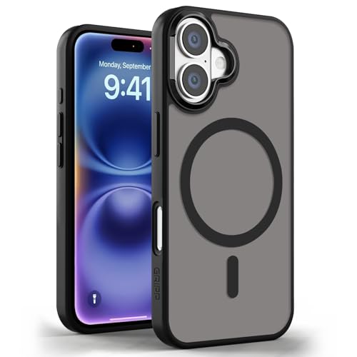 Image of GRIPP Bolt Xtreme Case Compatible with Mag-Safe for iPhone 16 Plus | 6ft Drop-Tested with D30 Technology, Raised Edges, Anti-Fingerprint, Anti-Slip, Translucent Matte Textured Back Cover - Black