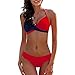 Maillot de bain moulant pour homme et femme - Bikini rembourré - Push-Up - Maillot de bain avec soutien-gorge - Tankinis - T-shirt avec col en V, Rouge, XL