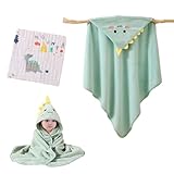 DOOCECIY 2 Pcs Baby Dinosaur Hooded Bath Towel, 80x80cm Toddler Towel for Newborn Boy and Girl