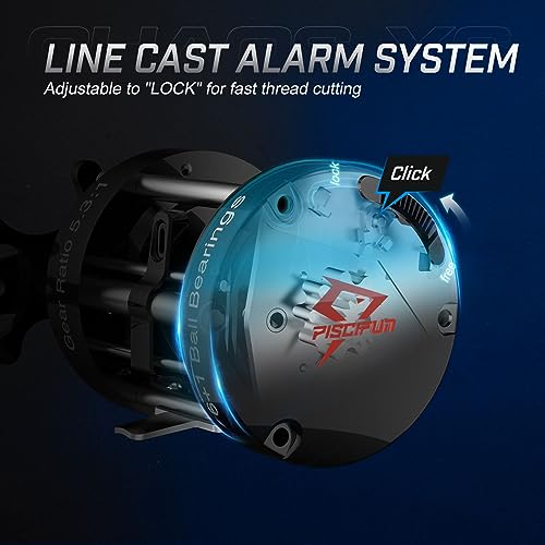 Image of Piscifun Chaos XS Baitcasting Fishing Reel, Reinforced Metal Body Round Baitcaster Reel, Smooth Powerful Saltwater Inshore Surf Trolling Reel, Conventional Reel for Catfish, Musky, Bass, Pike