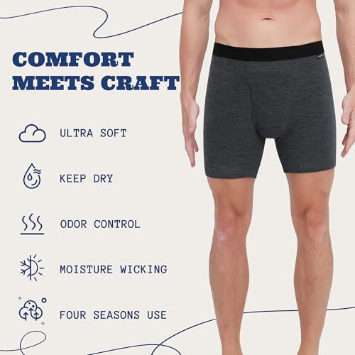 ACUSHLA Merino Wool Underwear for Men - Breathable Soft Odor Control Boxer Brief Base Layer Trunk Underpant Undies2