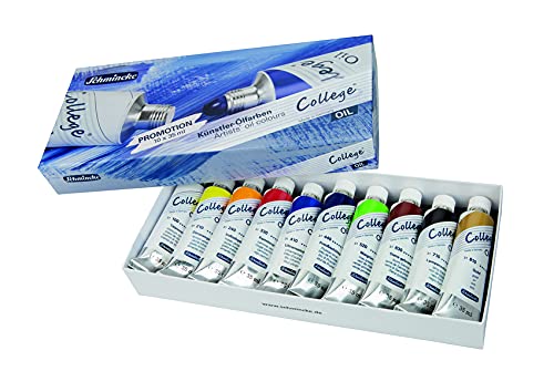 Schmincke, College® Oil, oil colour set 10 x 35 ml aluminium tubes, 85 706 097, artist's oil colours in study quality