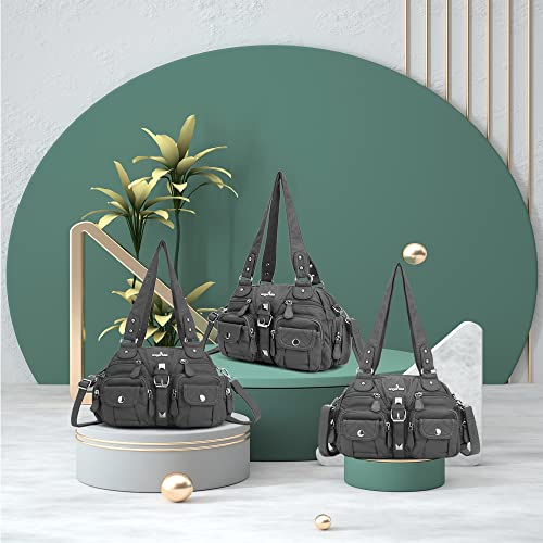 Image of Angel Kiss Hobo Crossbody Purses for Women Shoulder Bag Multipocket Soft Hobo Purses Removable Strap Leather Handbags