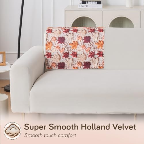 Image of HOKIPO 'Nature Muse' 1 PC Backrest Mat for Sofa Cover | Premium HD Printed Holland Velvet Mat, Autumn Maple (IN-922-L-D1)