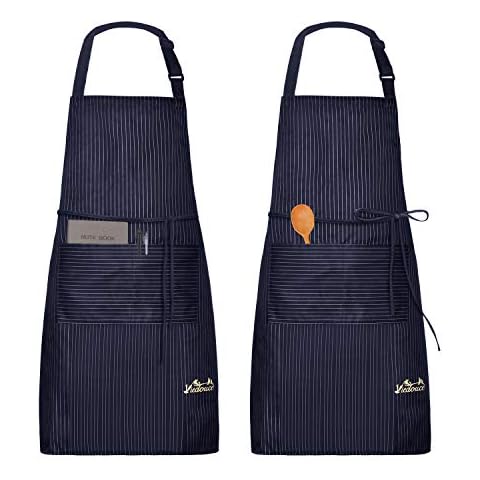 Viedouce 2 Packs Apron Cooking Kitchen Waterproof,Adjustable Chef Apron with Pockets for Home,Restaurant,Craft,Garden,BBQ,School,Cafe,Apron for Men Women (Stripe Navy) Cover
