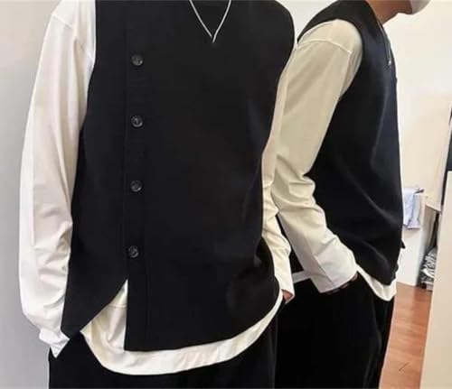 Men's Sleeveless Knitted Sweater Vest V-Neck Solid Color Casual Street Style Solid Color Pullover Vest2